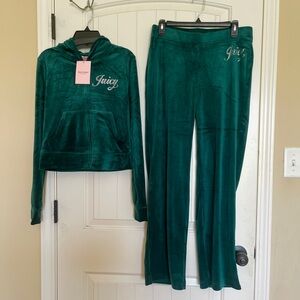 NWT Juicy Couture Velour Bling Tracksuit Set - Evergreen Size M